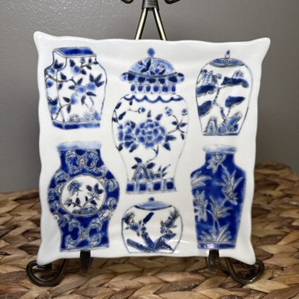 Gao Liang He Blue White Ginger Jar Chinoiserie Porcelain Decorative Plate 7”